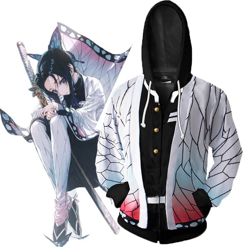 Demon Slayer Kimetsu No Yaiba Kochou Shinobu Cosplay Costume Men Zip Hoodie Jacket Wig Shopee Malaysia