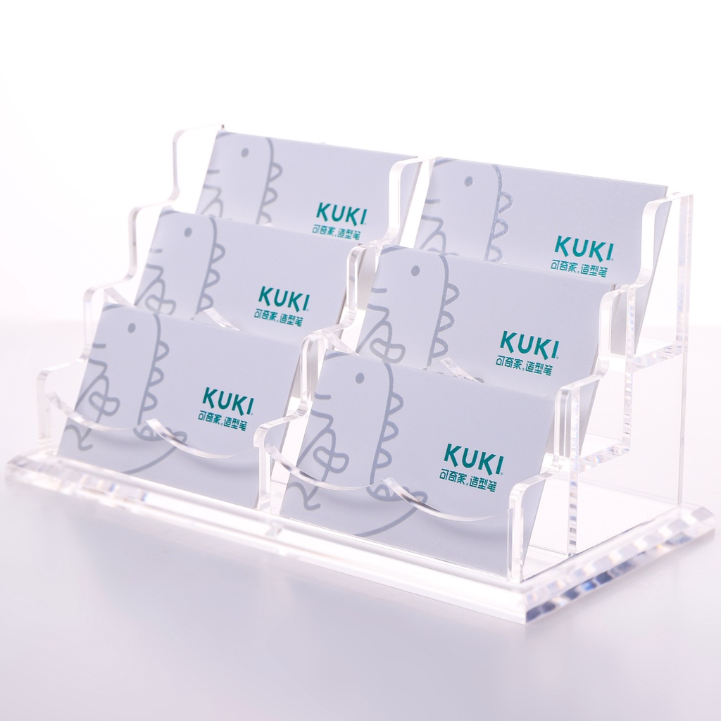 Clear Horizontal Business Card Holder Stand for Desk, Acrylic Desktop