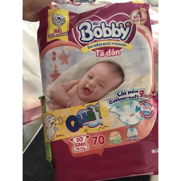 Bobby newborn diapers / diapers size xs70 pieces with wet towels, bobby