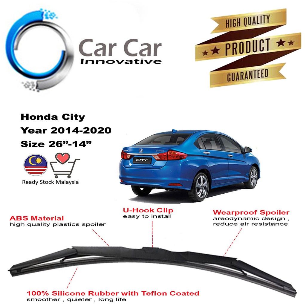 Honda City Wiper 2014 2020 Silicone Wiper Blades Car Windshield 1 Pair Size 26 14 Shopee Malaysia