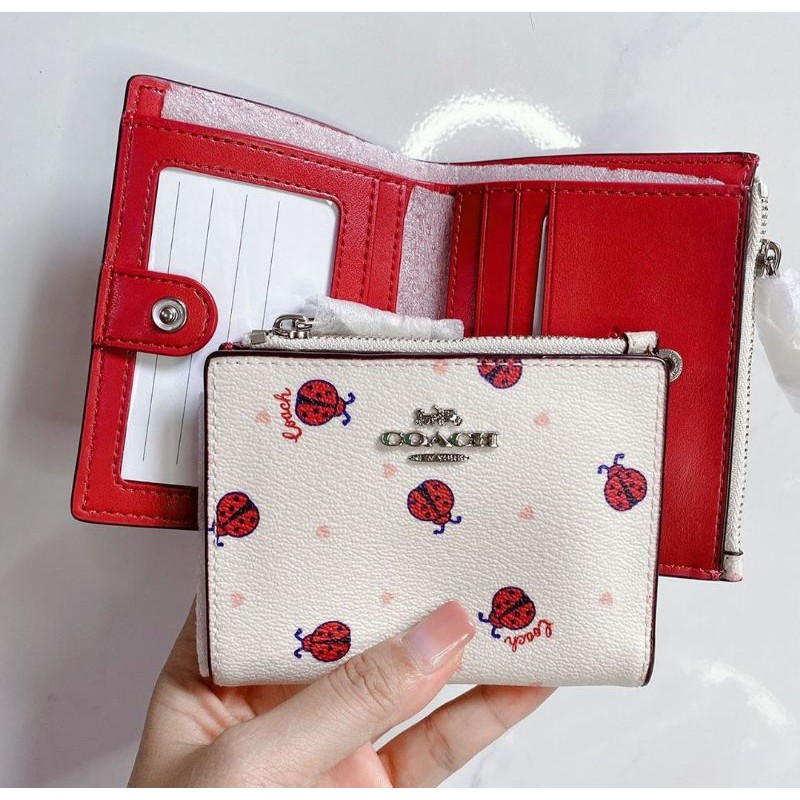 Coach Ladybug Print Snap Card Case in Chalk/Red Multi | Shopee Malaysia