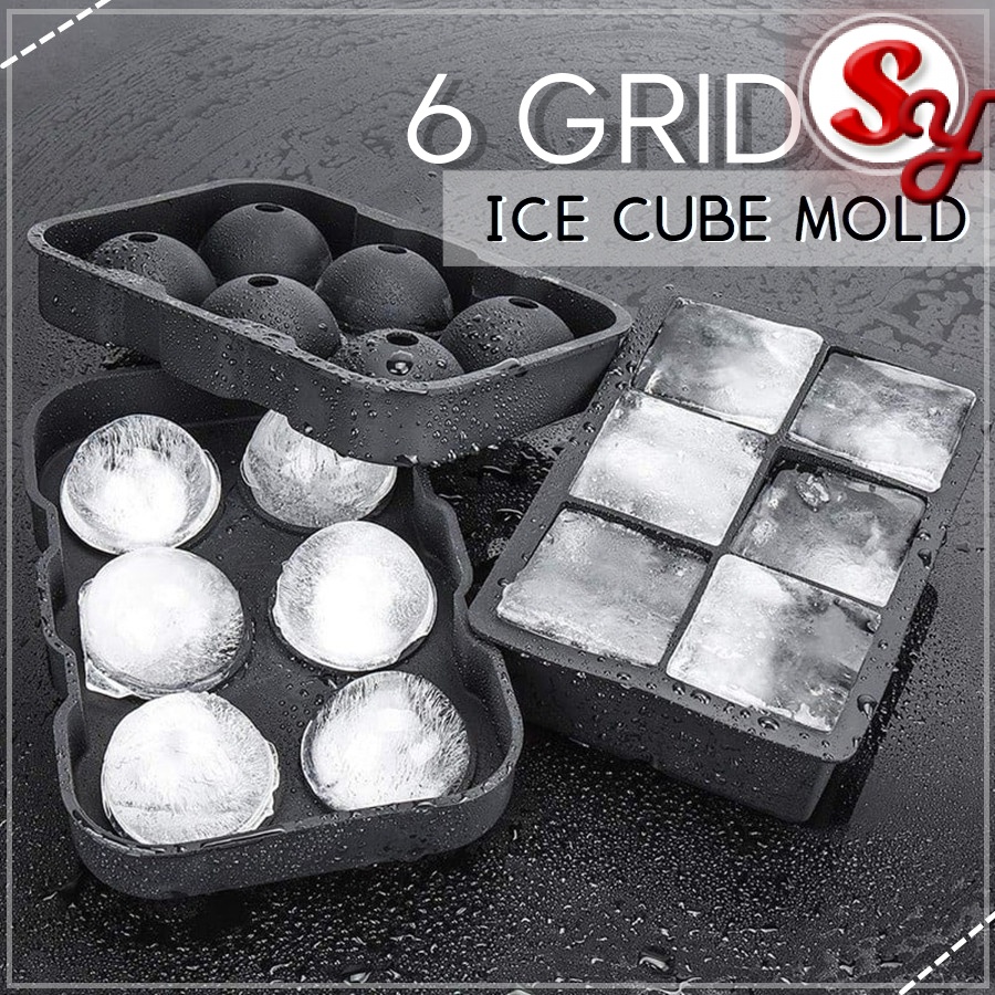 (6 GRID)Silicone Ice Cube Tray Mold Ice Ball Maker Ice Storage Jelly Maker Molds Containers Cocktails Beverages Flexible