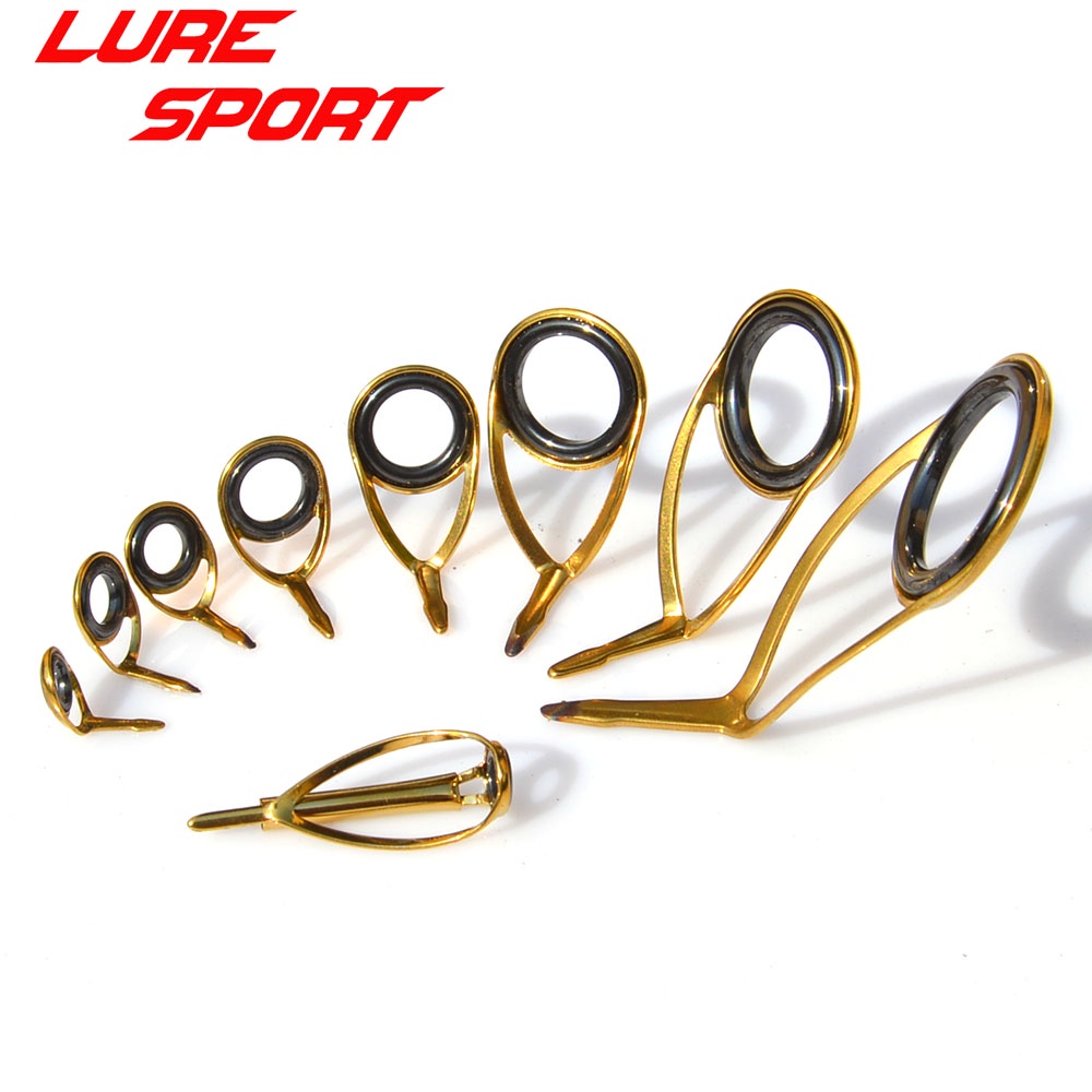 LureSport KT KL25 guide MN 8pcs 9pcs Guide set Gold Steel frame Black ring guide Building component Repair DIY Accessory