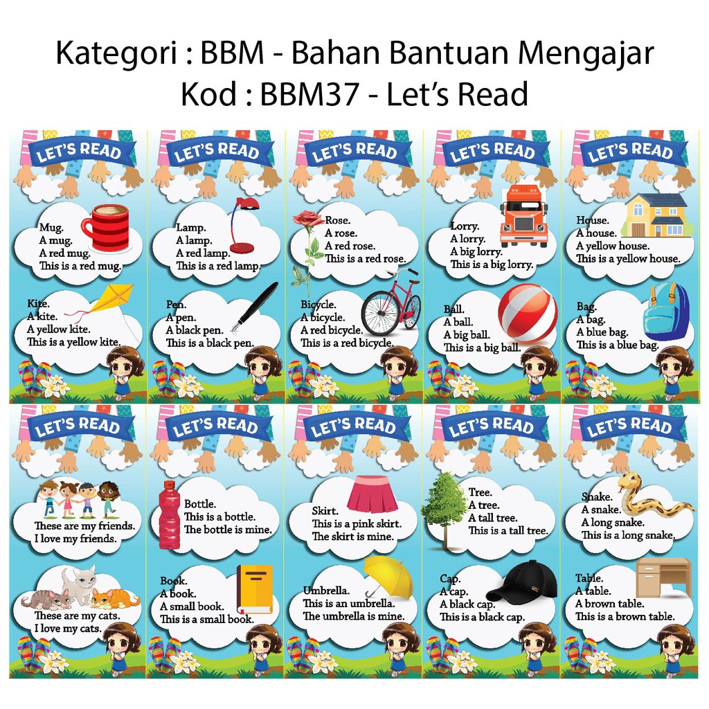 Poster Carta Letu0027s Read English Bahasa Inggeris (BBM37)  Shopee 
