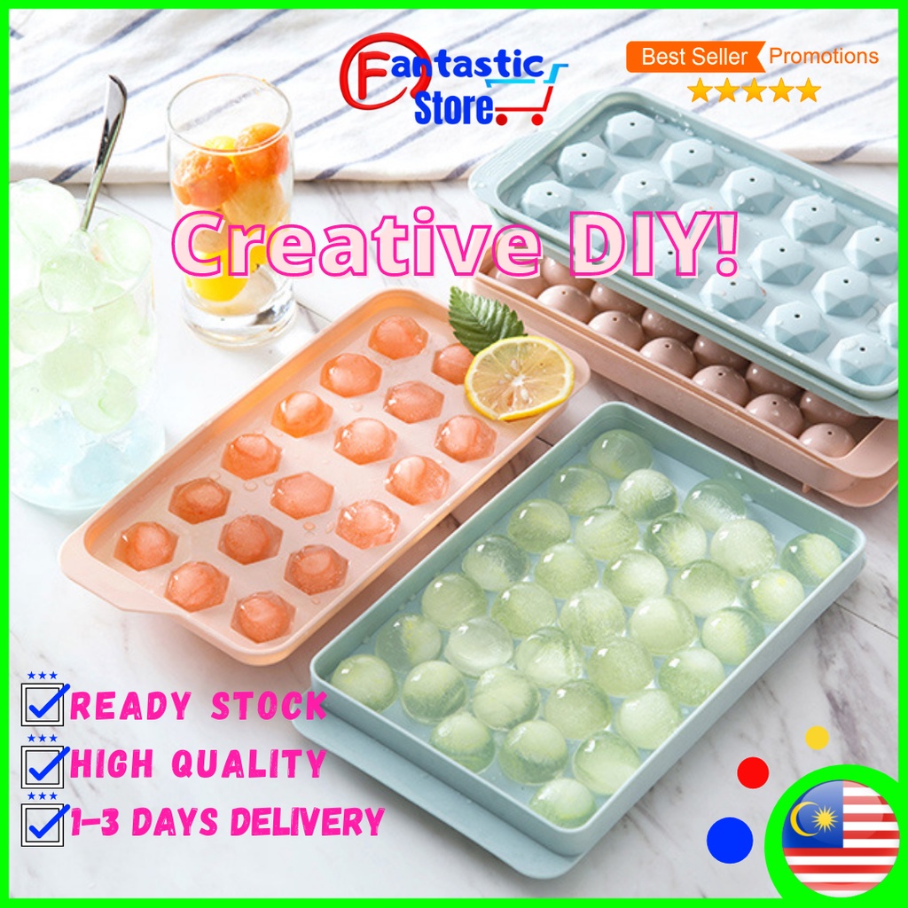 Ice Cube Tray Ice Mold Ice Ball Mold Ice Cube Maker DIamond & Round SHape Bekas Acuan Ais