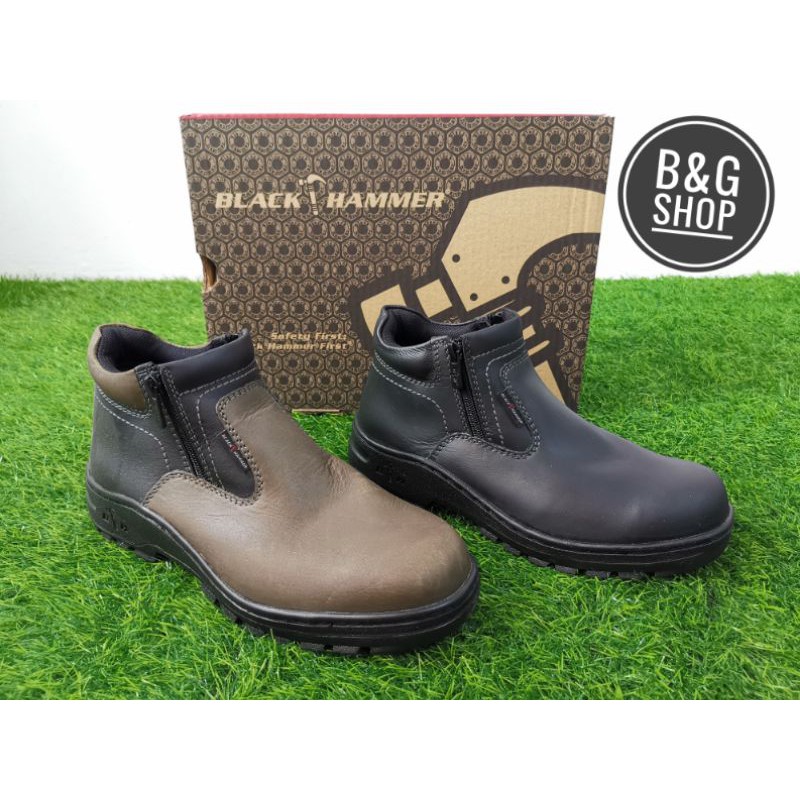 Black Hammer Safety Shoe MidCut with Double Zip BH2885 Shopee Malaysia