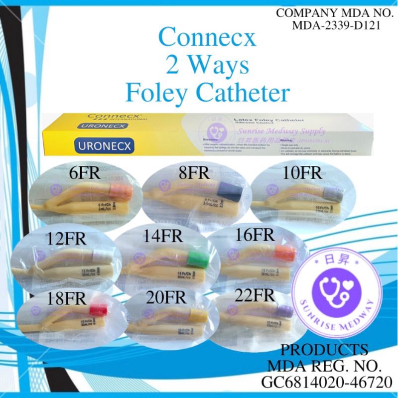 Connecx 2 ways Foley Catheter, 1 pc/pkt (Size:6FR/8FR/10FR/12FR/14FR ...