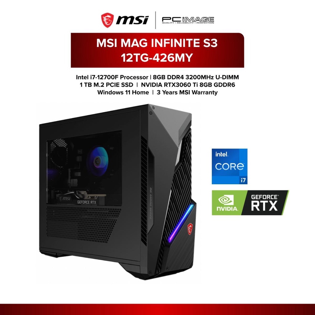 MSI MAG Infinite S3 12TG-426MY Gaming Desktop PC (I7-12700F/2*DDR4 ...