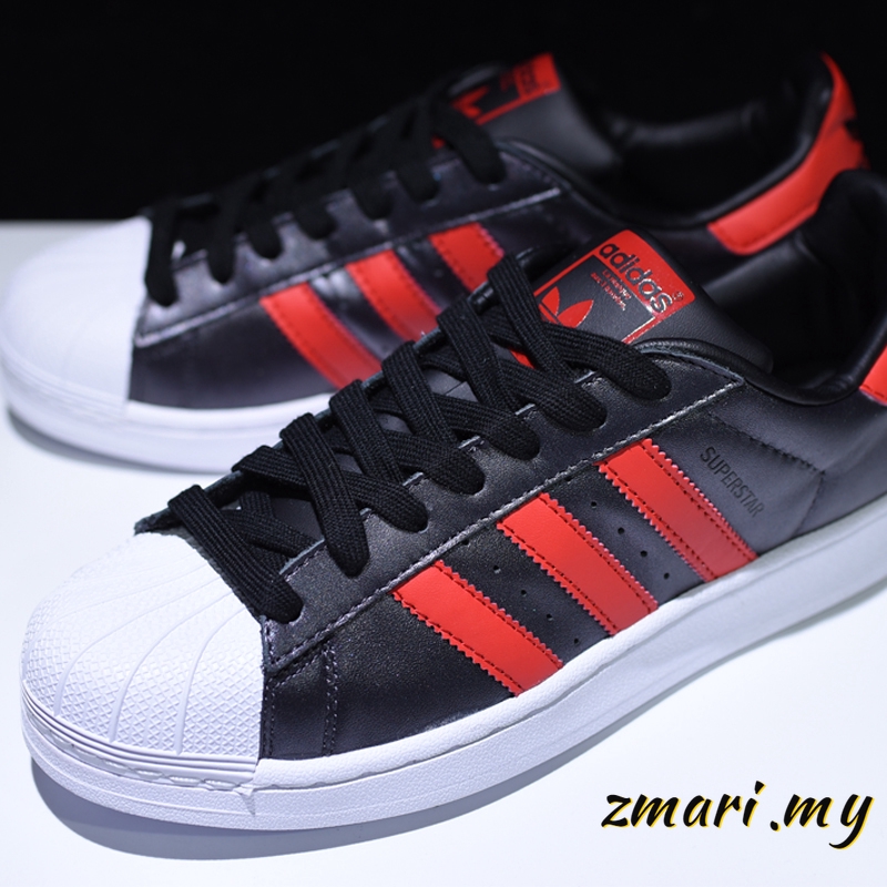 adidas superstar black and red stripes