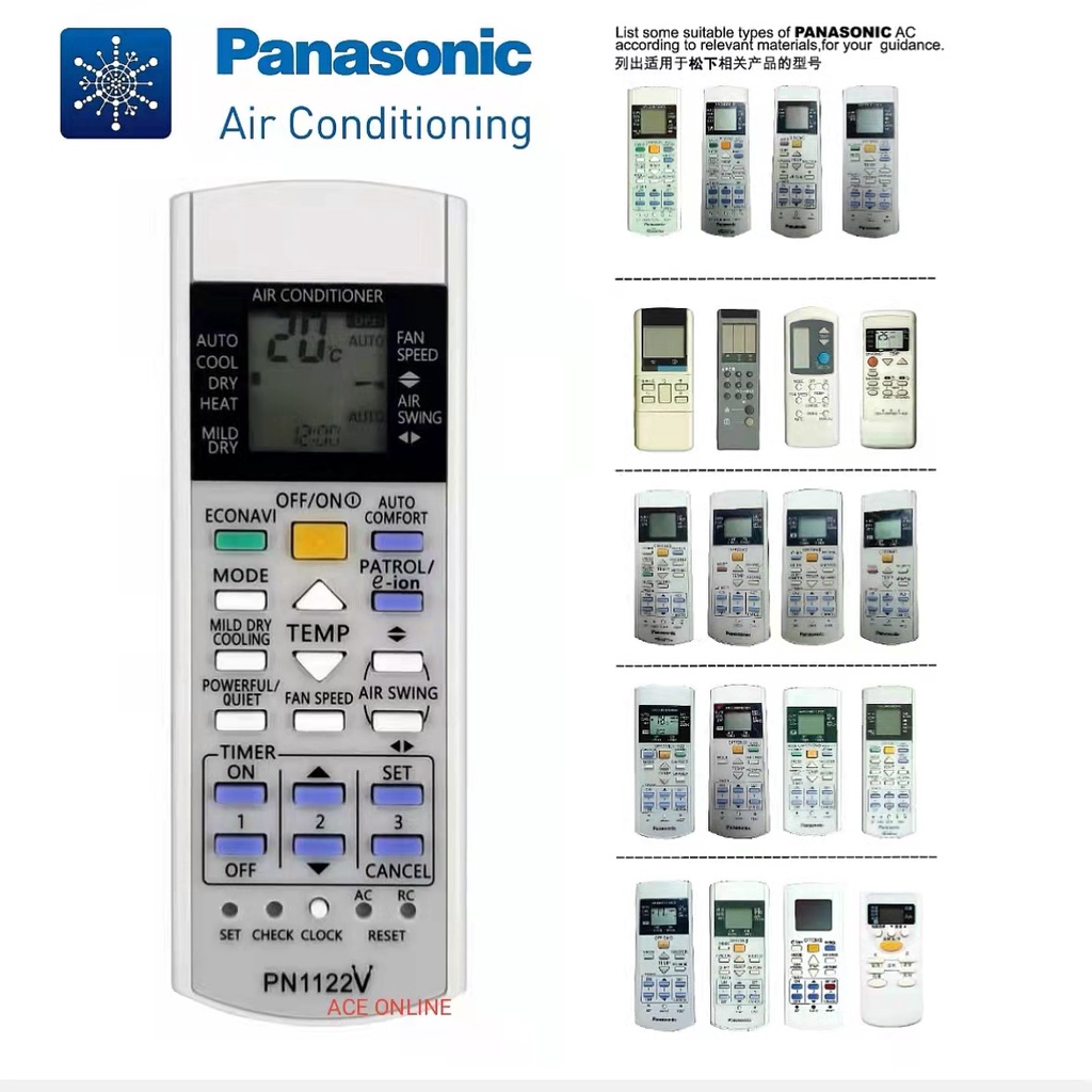 Universal Remote Control For Panasonic Aircond Air / Conditioner (KSPN1122V) Shopee Malaysia