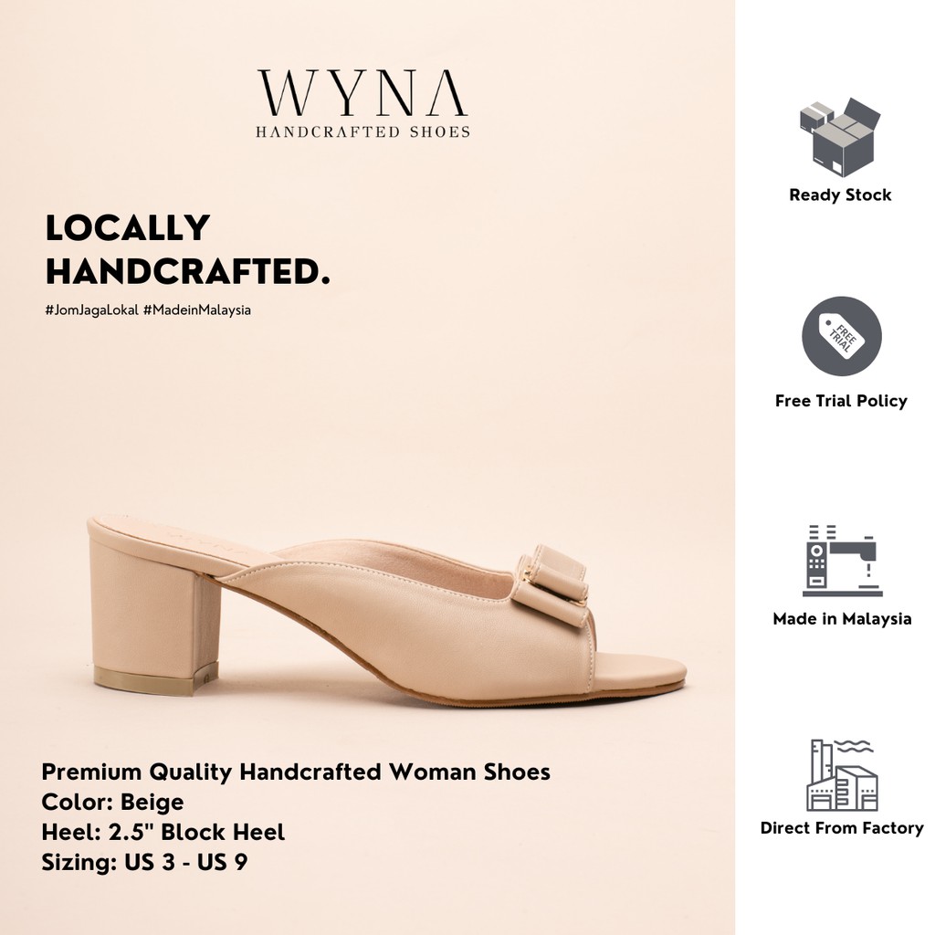[READY STOCK] WYNA Metal Accent Slide Sandals [Local Handcrafted] Beige