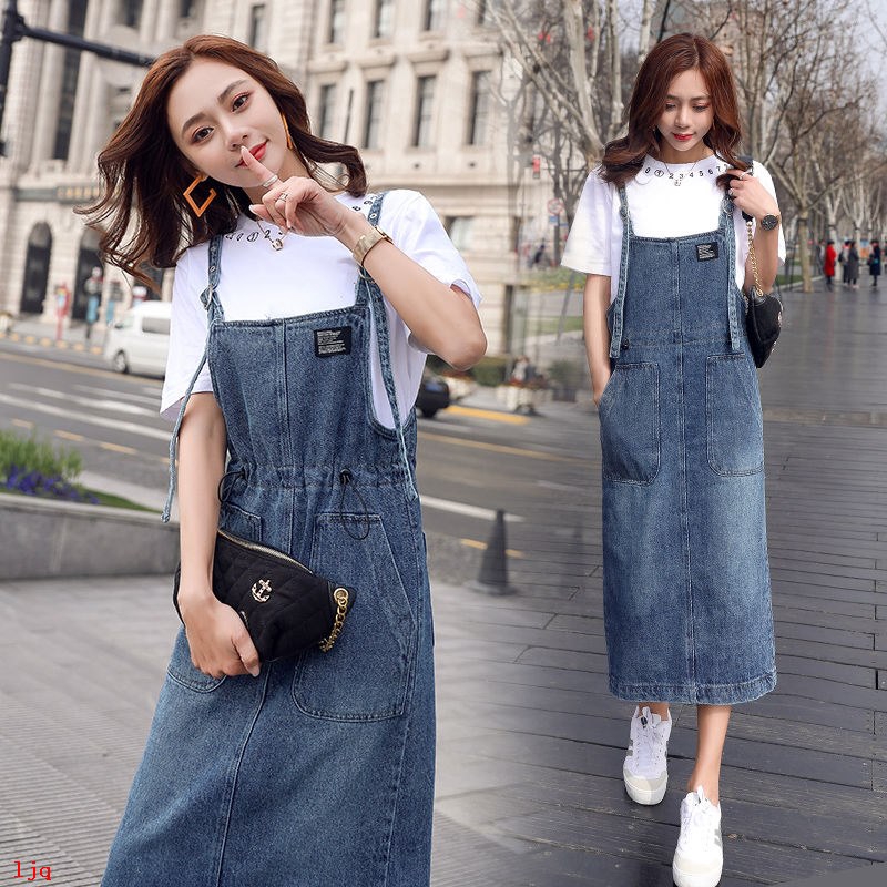 denim suspender skirt dress