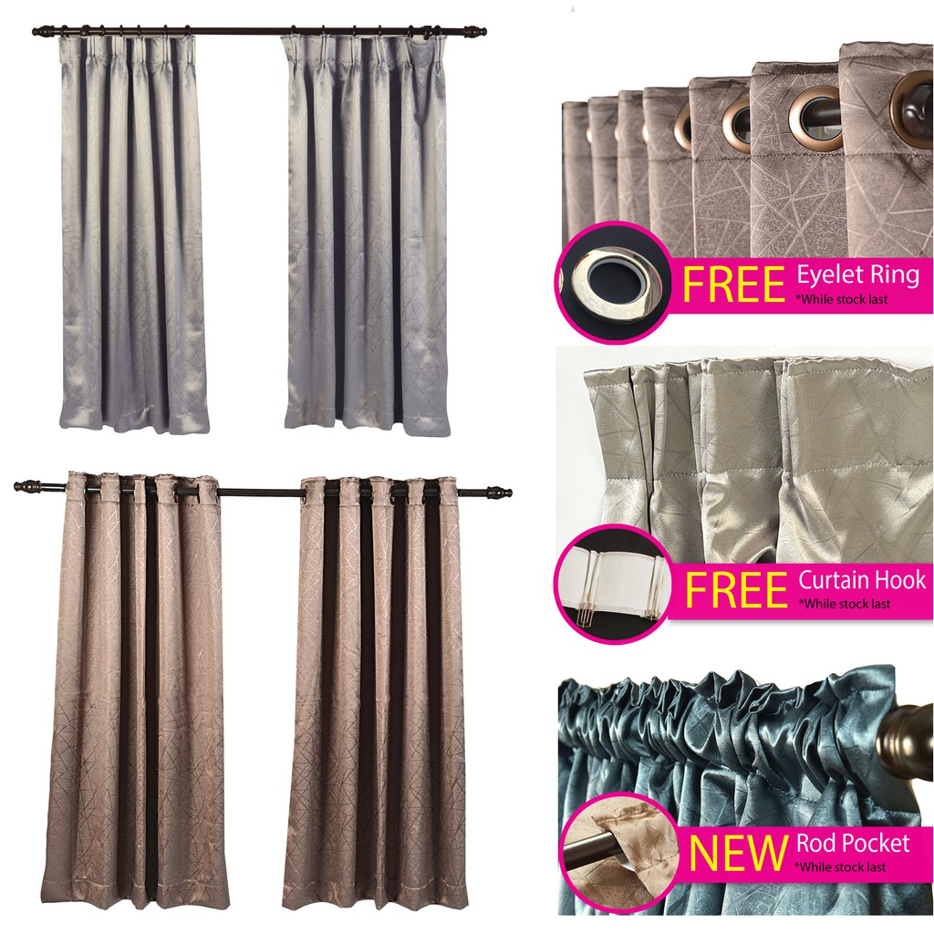 Window Curtain Semi Blackout Langsir  Tingkap Corak 