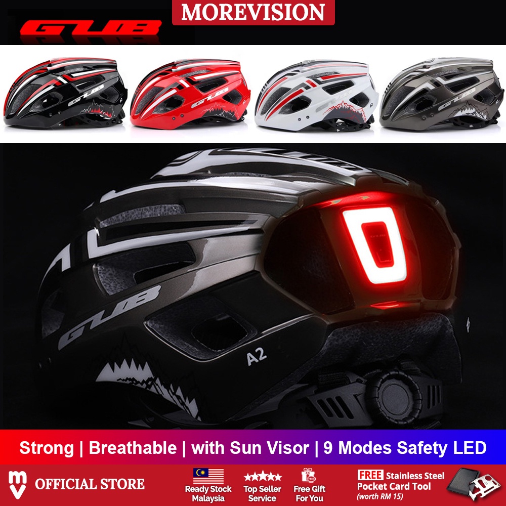 GUB A2 Bicycle Light Helmet Rechargeable Breathable Road MTB Mountain Bike Motor Helmets with Rear Lamp Cycling Caps Hat