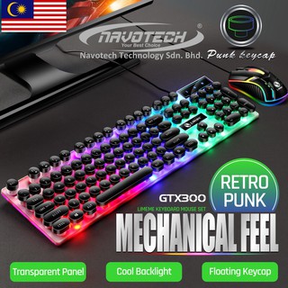 GTX300P Punk Keyboard and Mouse Set USB Wired Backlit RGB Keyboard Game Suspended LIKE GTX300 G21 G21B Merchanical Feel