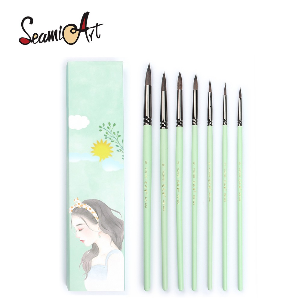 SeamiArt Mixture Animal Hair Painting Brush Set - 4 Color (3/7 Pcs ...