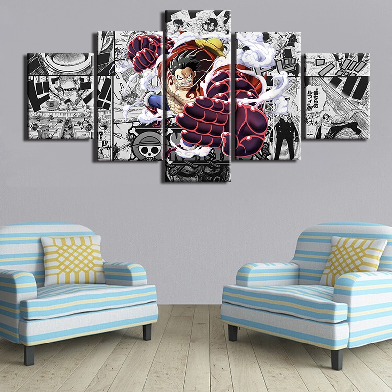 5 Panels Canvas Wall Art Anime Posters One Piece Luffy Room Decorative Cartoon Painting Fashion Gift Shopee Malaysia