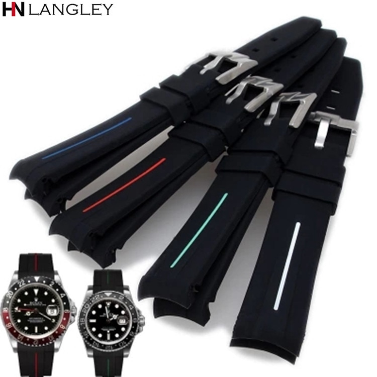 Silicone Watch Band for Rolex Rubber Watch Strap for Omega Silicone Watchbands water ghost GMT Watch Accessories 20mm 21mm Size