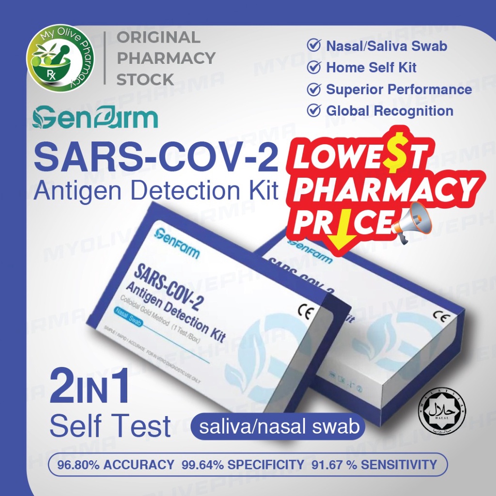 Genfarm Covid19 2 in 1 Nasal & Saliva Self Test Kit RTK Rapid Home