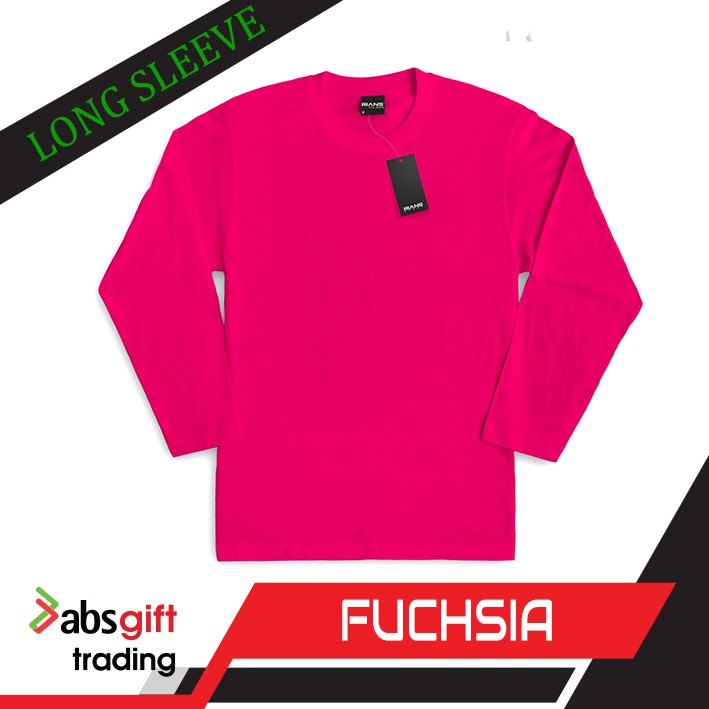 Rians Long Sleeve Plain Cotton Round Neck T Shirt Basic 160gsm Men Women Fuchsia Ready Stock Shopee Malaysia