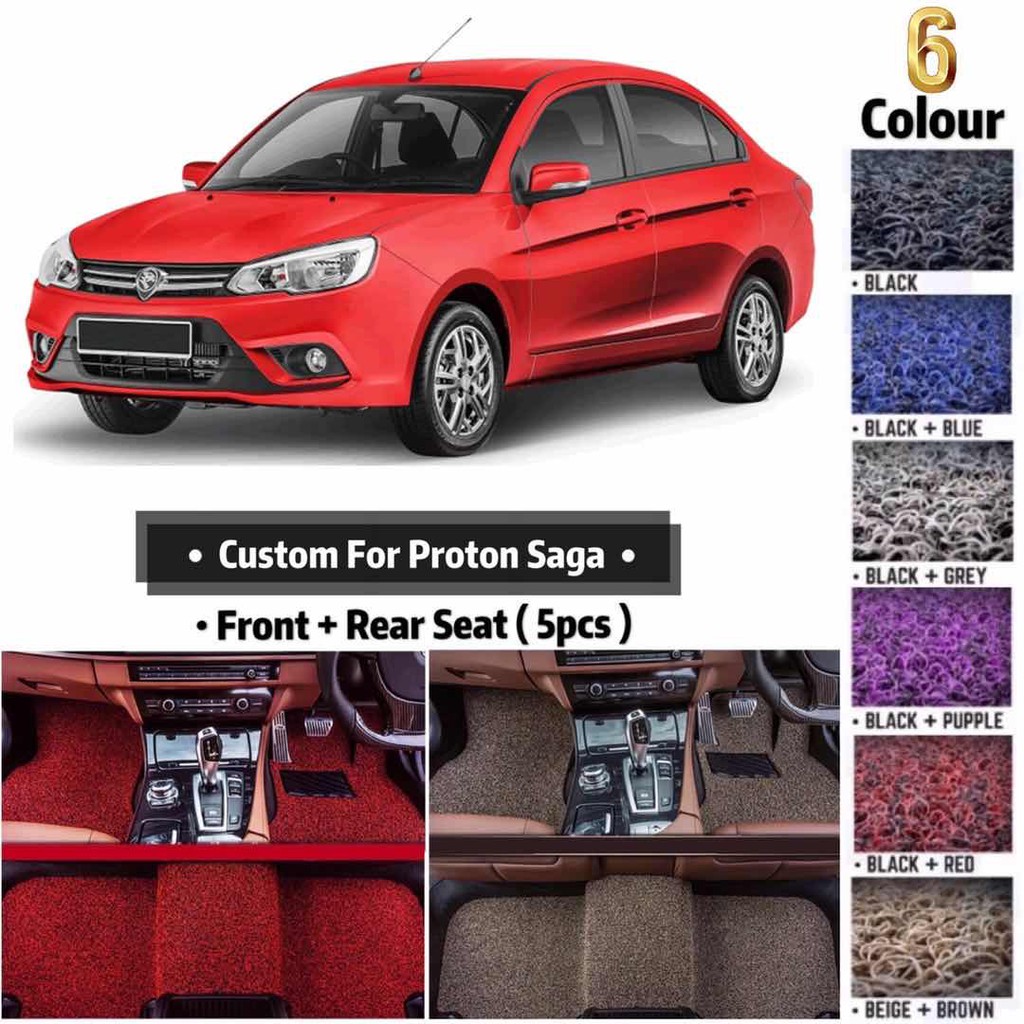 New Proton Saga Carpet 5pcs Set For Proton Saga 12mm 18mm Car Kereta Karpet Kapet Shopee Malaysia