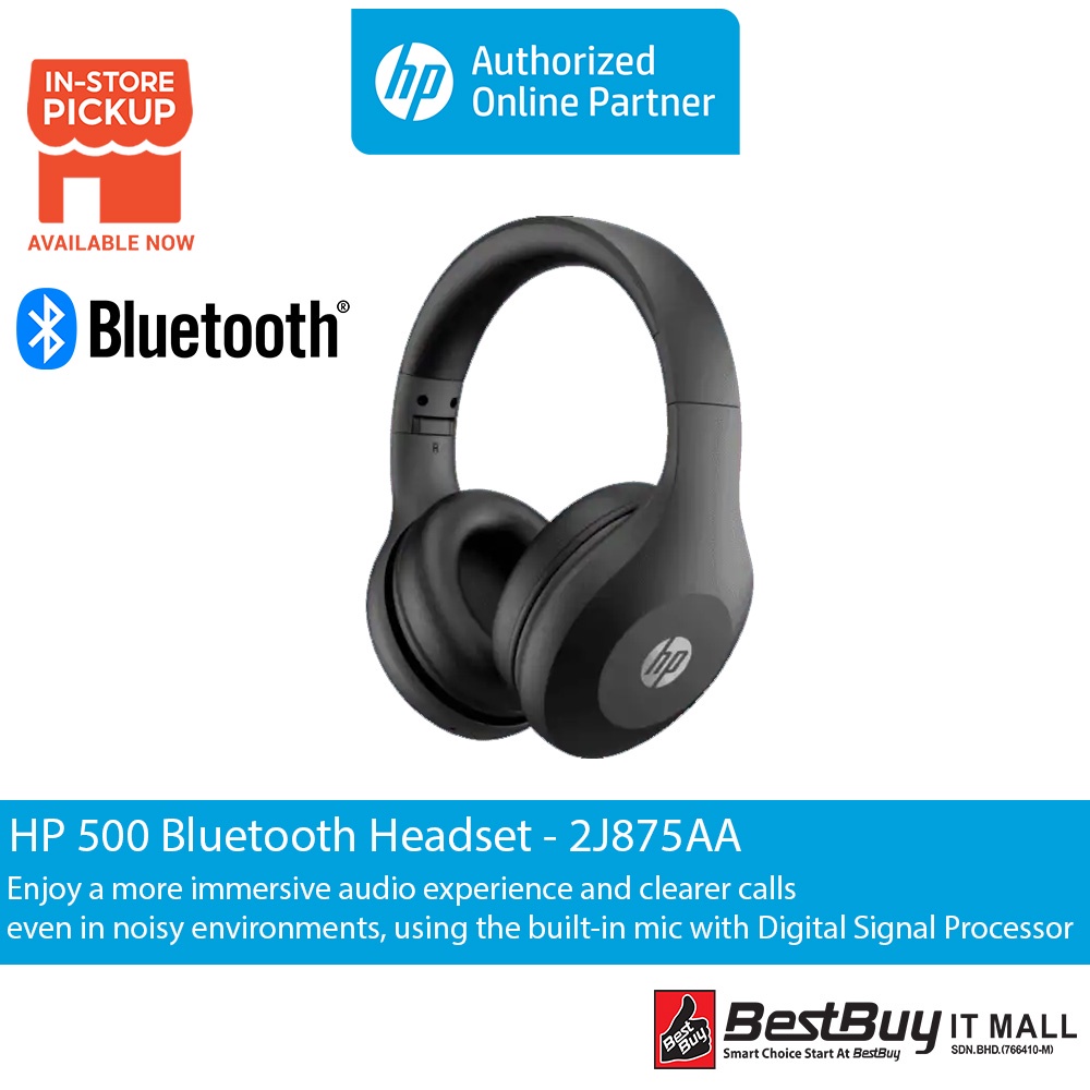 HP 500 Bluetooth Headset USBC Charging Foldable And Portable Design