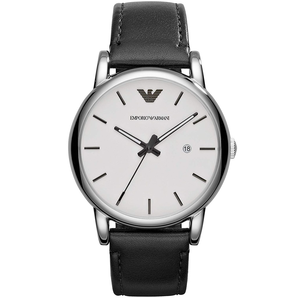 Emporio Armani Men's Classic White Dial Black Leather Watch AR1694 | Shopee  Malaysia