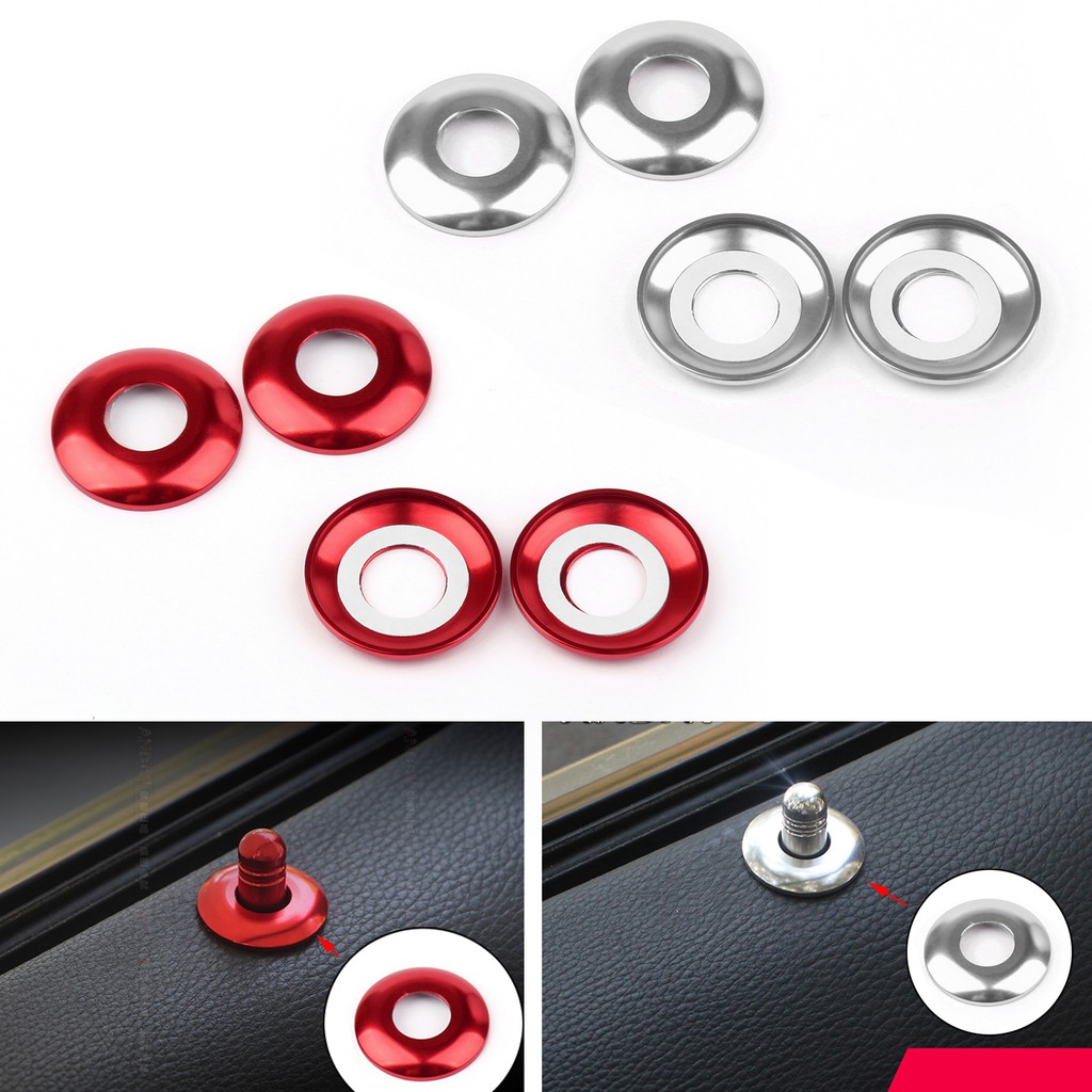 4PCS Door Lock Pins Pin Decoration Cover Trim For BMW 3 Series F30 2013-2017 Red