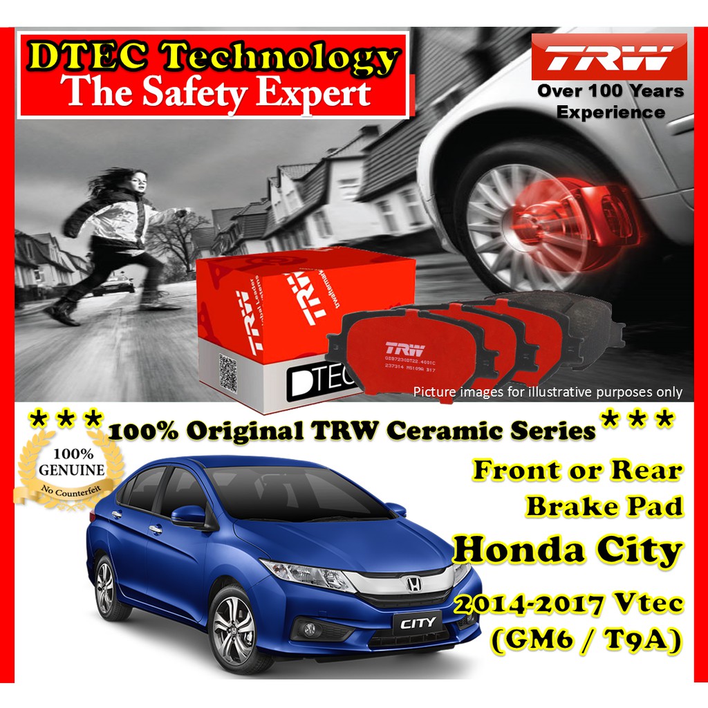 Honda City Gm6 T9a Trw Dtec Ceramic Brake Pad Front Rear Pair Specialist Shopee Malaysia