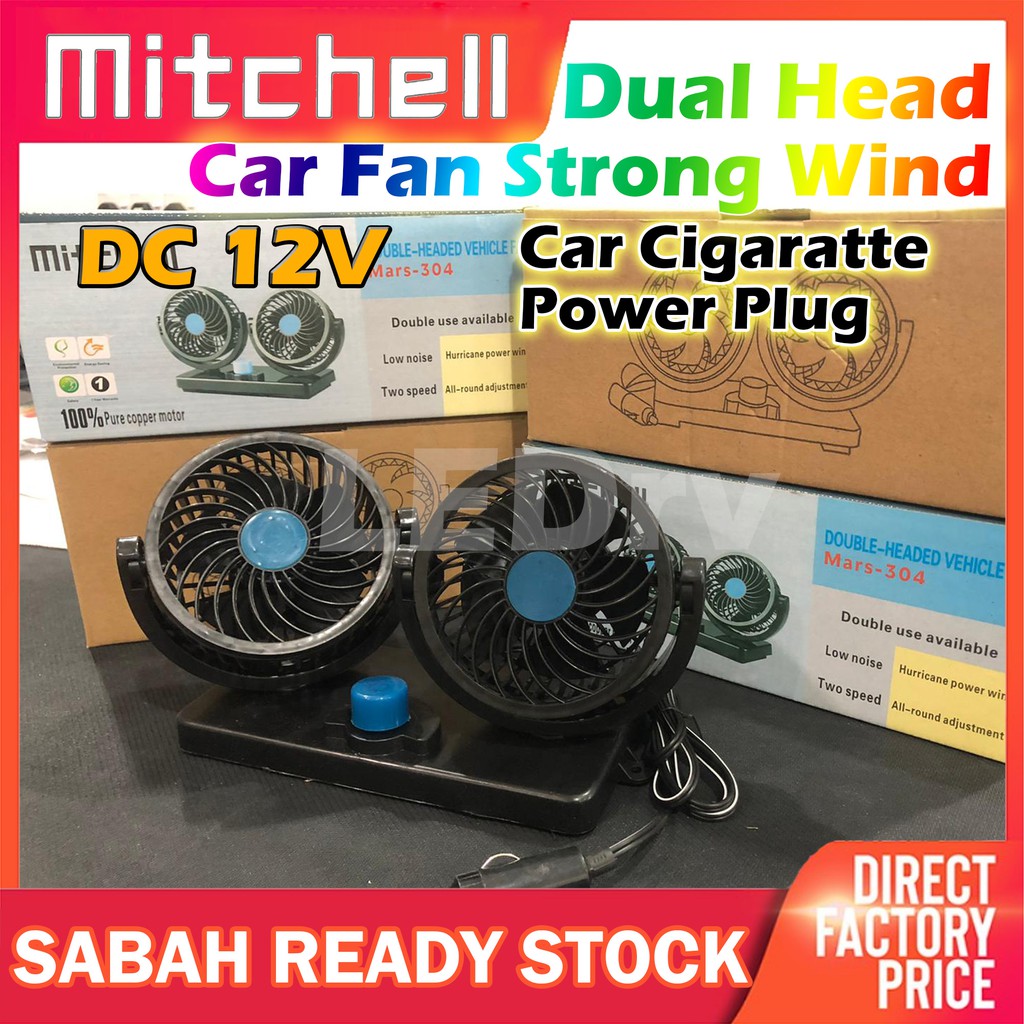 Car Fan Air Cooler Double 360° Rotatable 12V Kipas Kereta CAR 