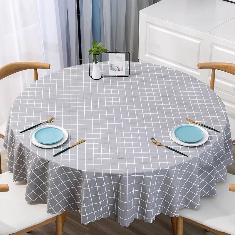 Premium PVC Round Table Cloth (140cm / 180cm Diameter) Euro Style Dining Table Cloth Kain Meja Makan Fashion Lapik Meja