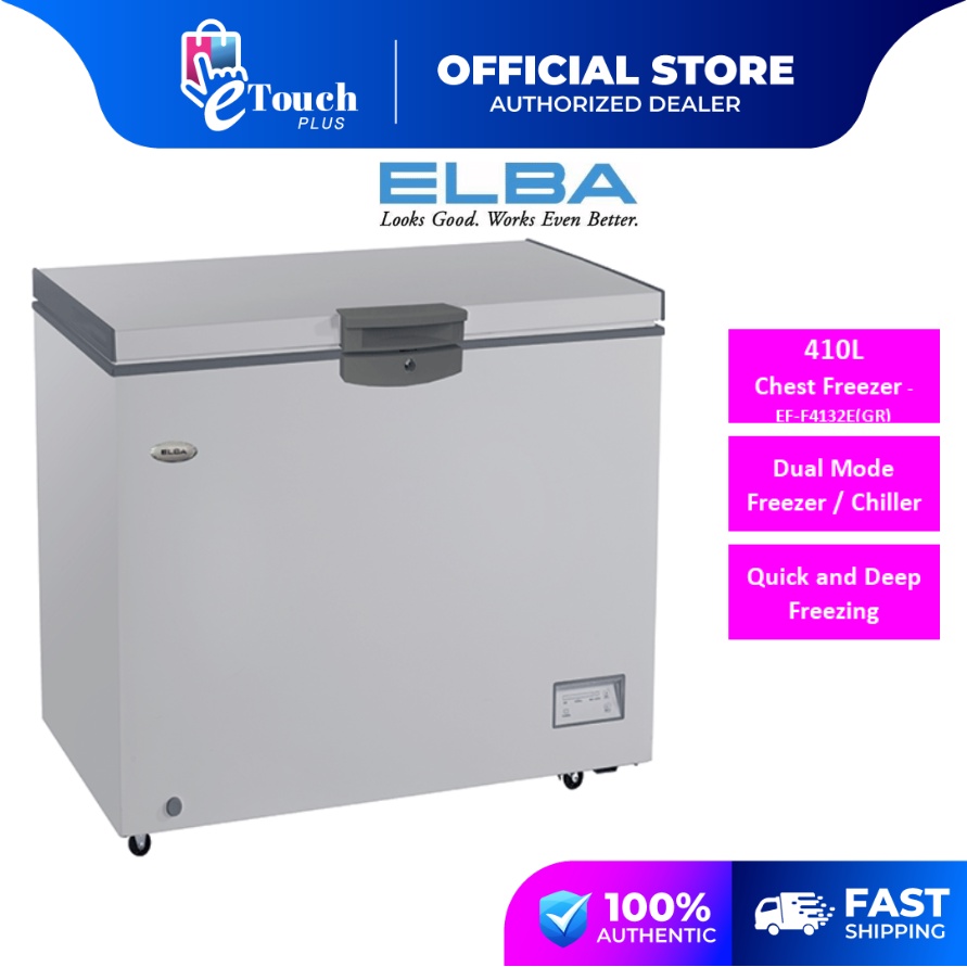 ELBA 410L Dual Chiller Or Chest Freezer / Penyejuk Peti Beku EF-F4132E(GR)