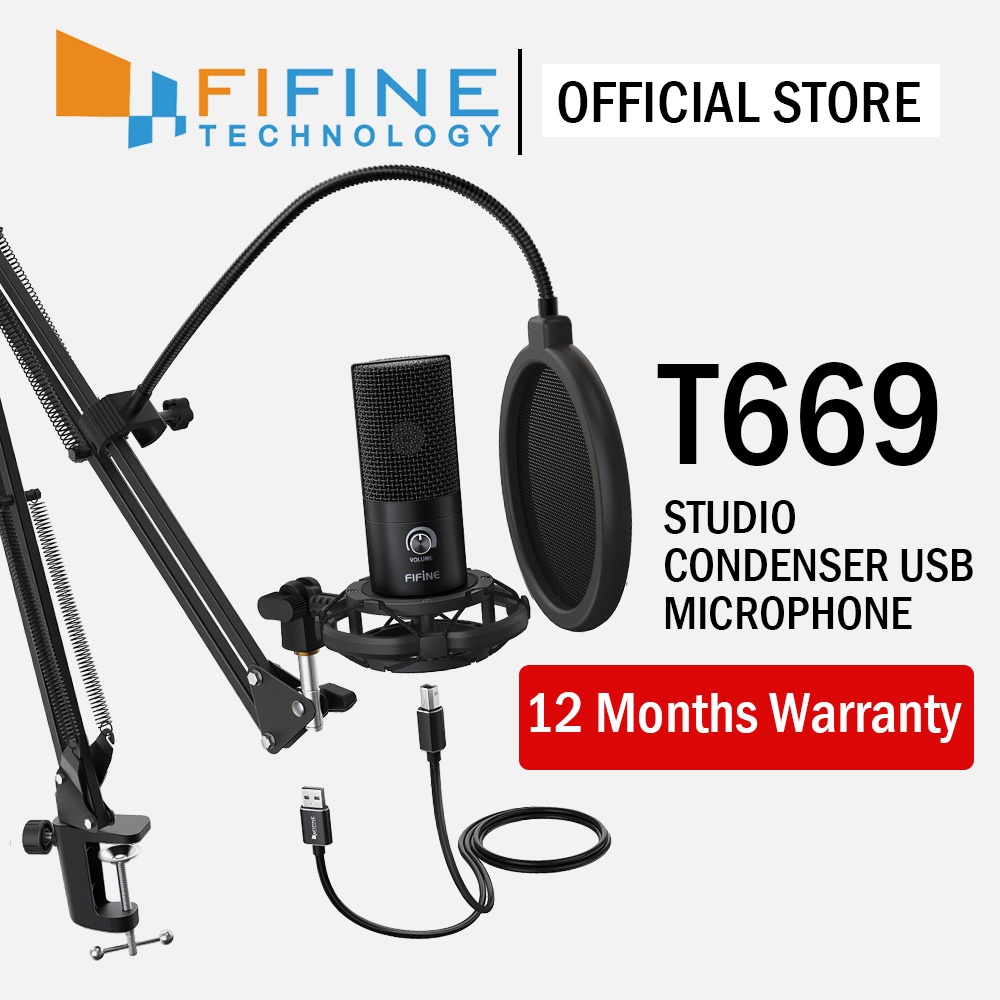 FIFINE T669 USB Microphone Bundle With Arm Stand Shock Mount And Pop ...