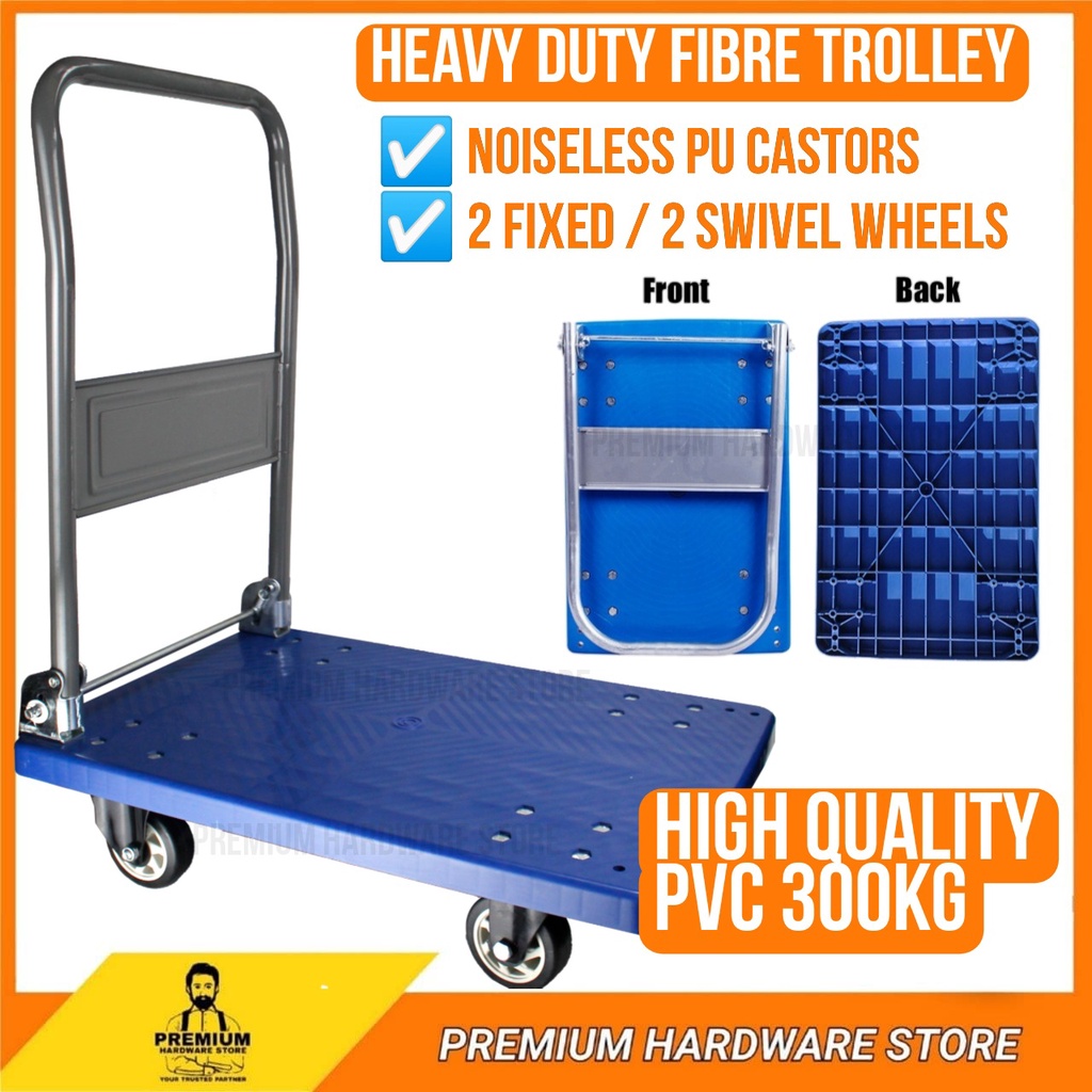 300KG METAL Fiber PVC Heavy Duty Foldable Hand Truck Trolley Troli ...