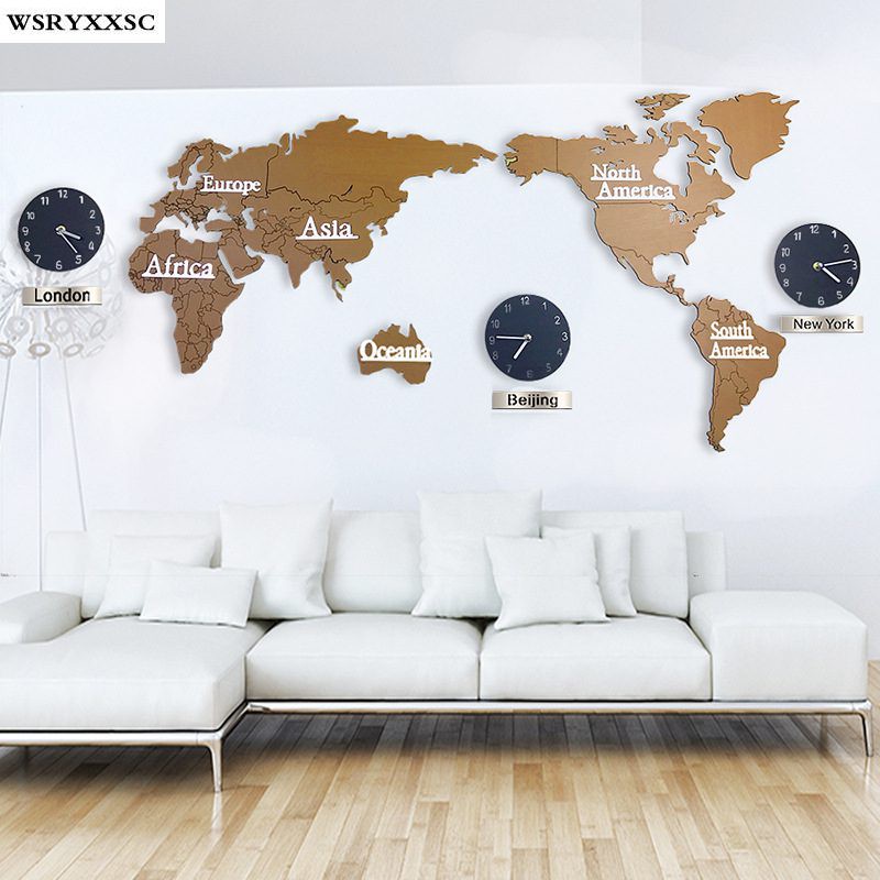 Wooden World Map Eu 3D Wood Large Size World Map Creative Three-Dimensional Home Decorations |  Shopee Malaysia