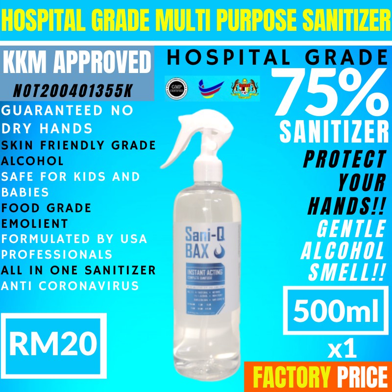 500ml VALUE PACK SaniQ Bax Hand Sanitizer Spray MultiPurpose 1L Hand