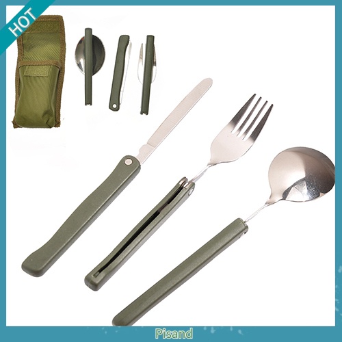 Outdoor Camping Portable Foldable Stainless Steel Spork Dinner Tableware Tool DS 