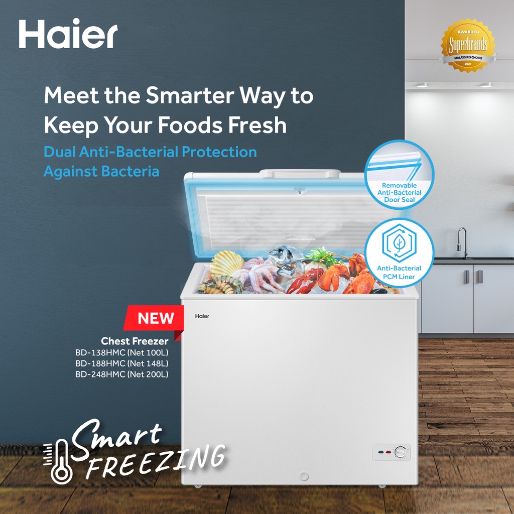 Haier (155L) 2022 NEW UPGRADE MODEL BD188HMC Chest Freezer Convertible (Freezer Fridge
