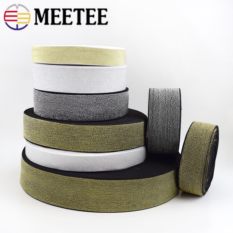 Essential Must 2Meters Gold Silver Glitter Elastic Bands Rubber Band Lace Ribbon Garment Trousers Belt Sewing - Image 3