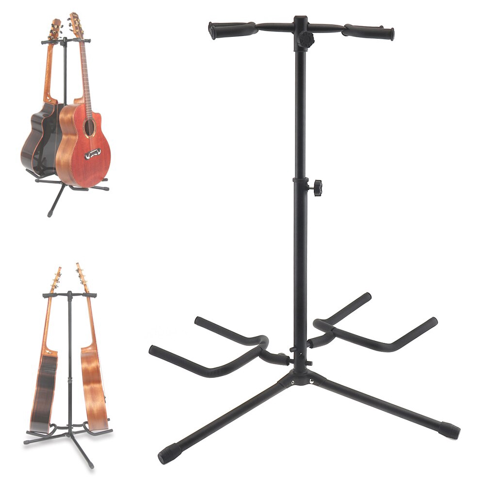 Double Holders Aluminum Alloy Floor Guitar Stand for Display 2pcs