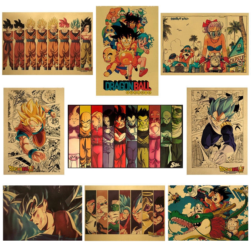 Cartoon Dragon Ball Anime Vintage Poster Kids Room Decoracion Painting Wall  Art Kraft Paper Collection Posters Wall Stickers | Shopee Malaysia