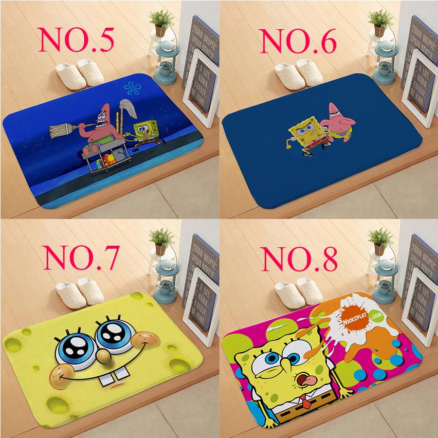 SpongeBob pattern flannel floor carpet nonslip home office door mat