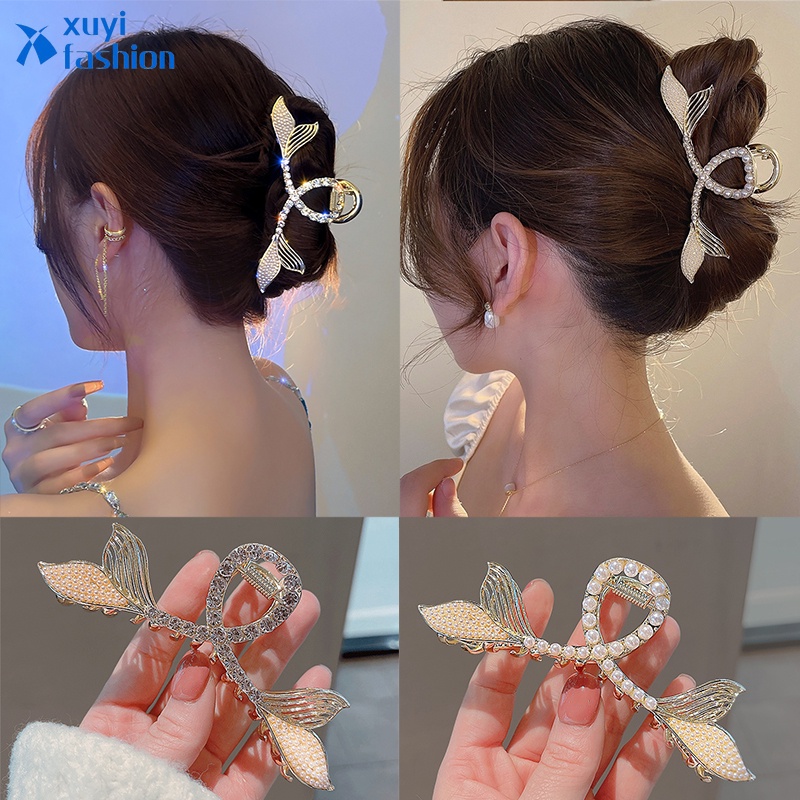 Fashion Fishtail Gold Hair Clip Crystal Pearl Hair Clips for Women Hair  Accessories | Shopee Malaysia