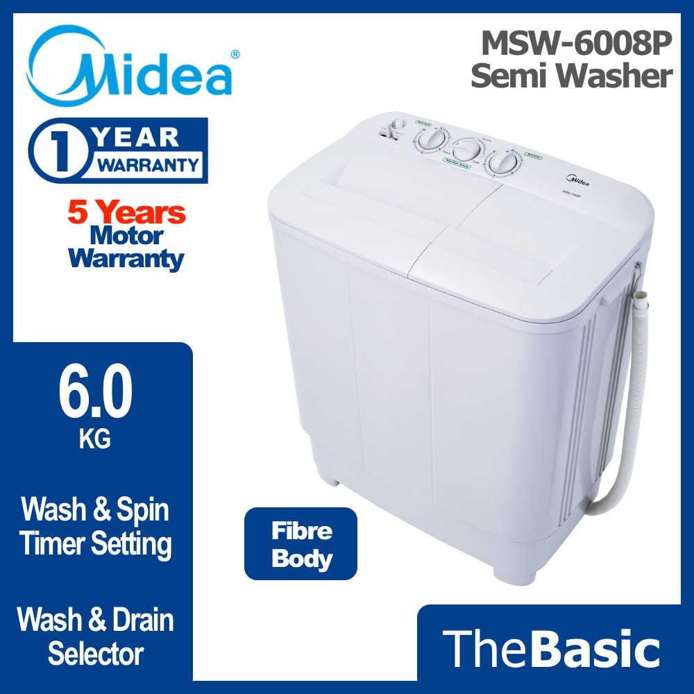 MIDEA 6KG Semi Auto Washing Machine Washer Mesin Basuh (MSW6008P , MSW