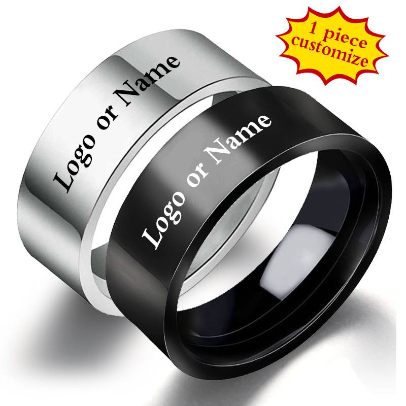 Custom stainless steel ring Custom Name Logo lettering men's ring personalized jewelry creative gift 8mm titanium steel кольца