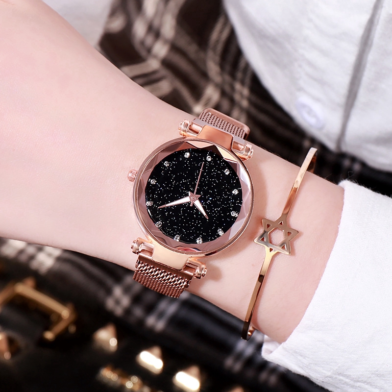 KICADN Fashion Ladies Watches Mesh Clasp Starry Sky Dial Analogue Quartz Di  tC80UtSL9d, 腕時計、アクセサリー - dabalash.cl