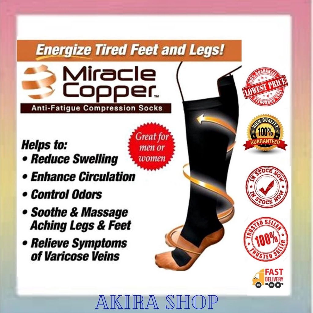 Comfortable Relief Soft Unisex Miracle Copper Anti-Fatigue Compression Socks (ready stock)