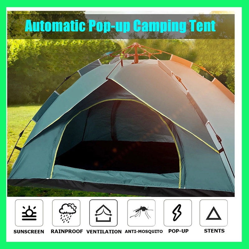 [cls] Ready Stock Fully Automatic Tent 3-4 Person Camping Tent Easy 