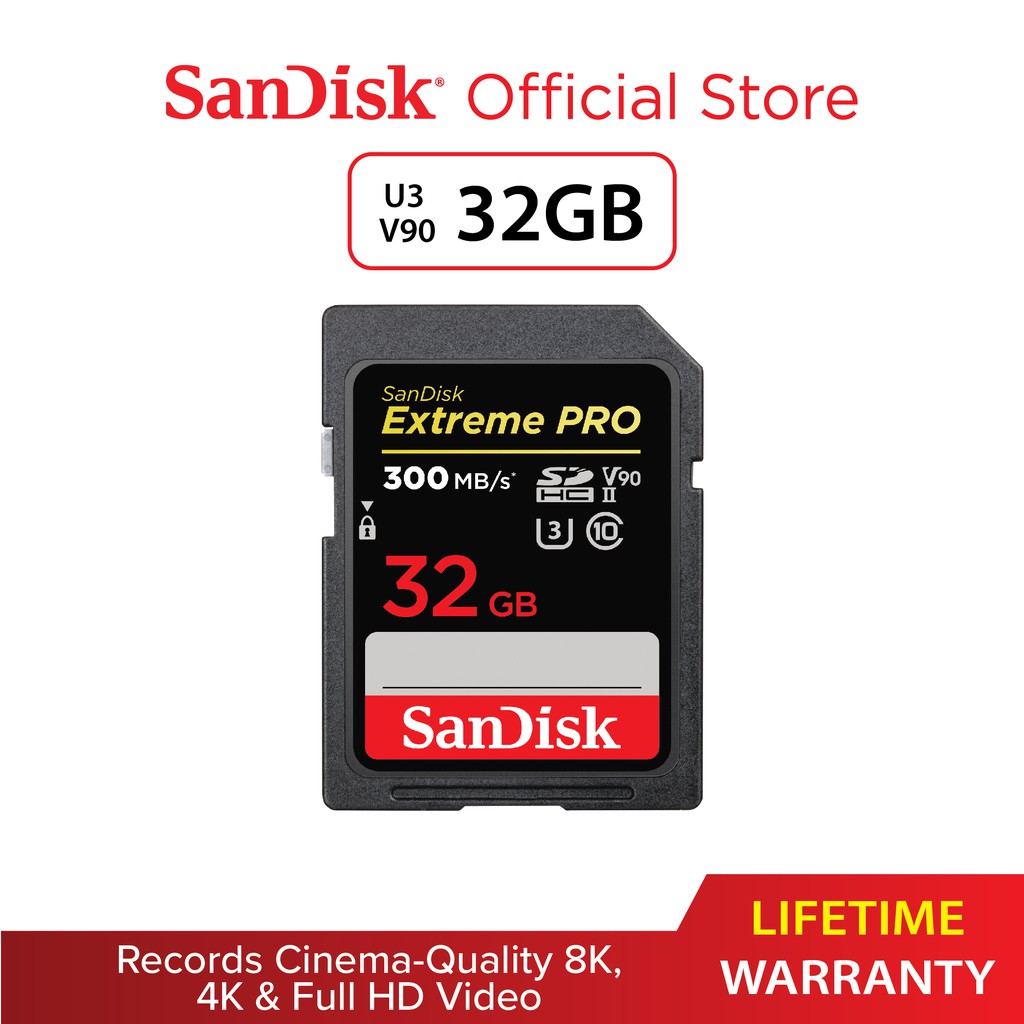 SanDisk Extreme PRO UHSII V90 SD Memory Card for DSLR (300MB/S/U3/8K