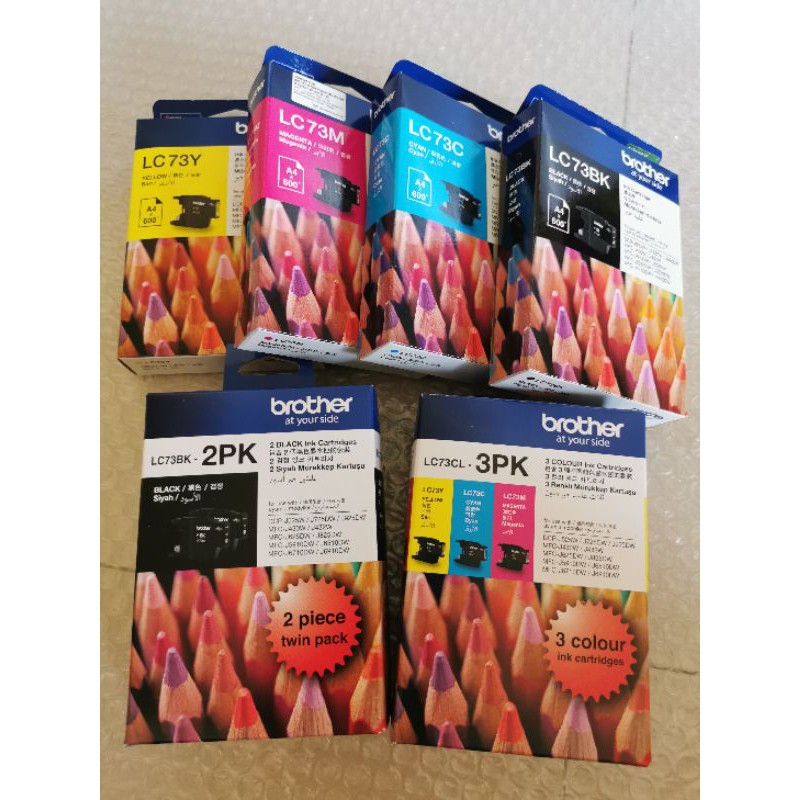 Brother LC73 LC-73 Ink (Genuine) Black Cyan Magenta Yellow Twin Brother LC73 LC-73 Ink (Genuine) Black Cyan Magenta Yellow Twin